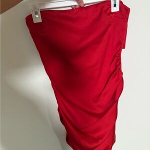 Princess Polly Red Ruched Pencil Skirt